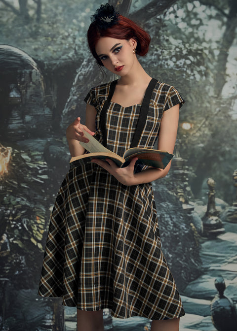 Robe trapèze à carreaux noirs-7