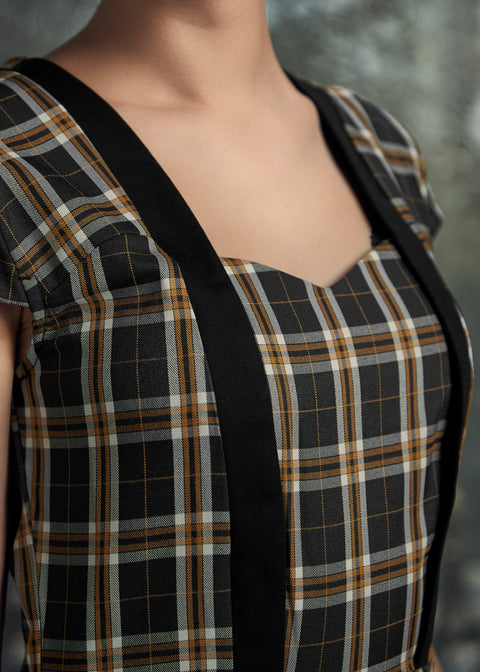 Robe trapèze à carreaux noirs-3