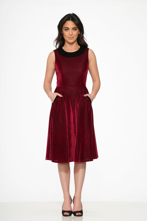 Robe trapèze Kurtroy violette à col noir-2