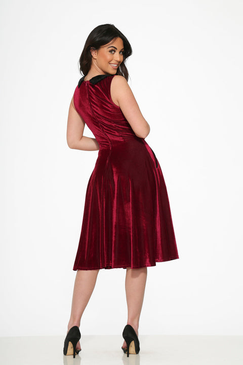 Robe trapèze Kurtroy violette à col noir-4