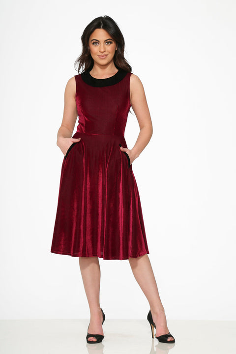 Robe trapèze Kurtroy violette à col noir-5