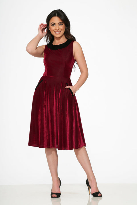 Robe trapèze Kurtroy violette à col noir-1