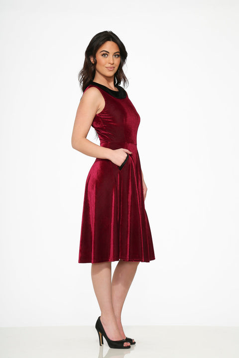 Robe trapèze Kurtroy violette à col noir-3