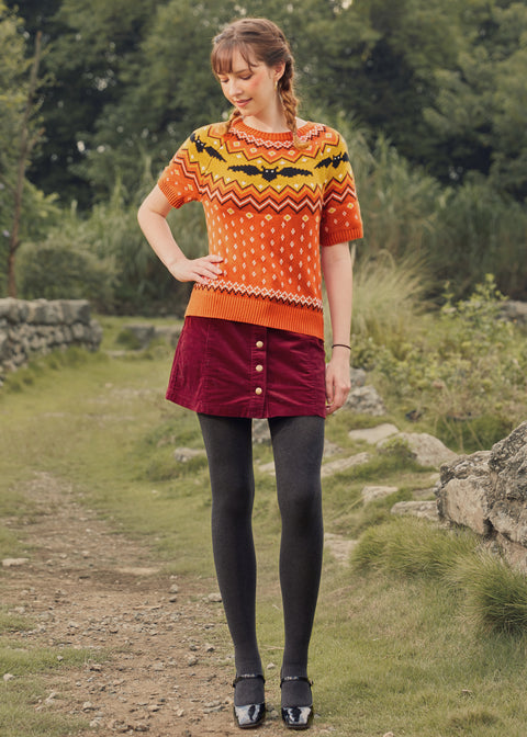 Pull à manches courtes jacquard « C'est comme une chauve-souris »-5