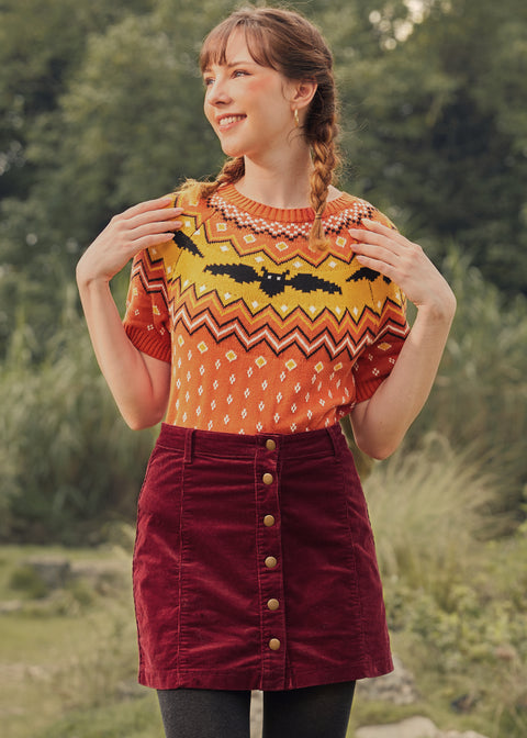 Pull à manches courtes jacquard « C'est comme une chauve-souris »-4