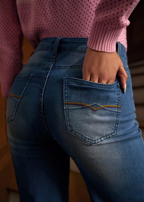 Chance du jean court à jambes larges et stylé-1