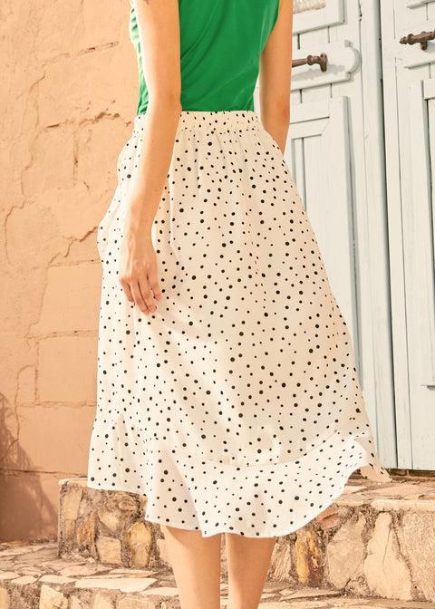 Jupe asymétrique à volants et détails raffinés-3