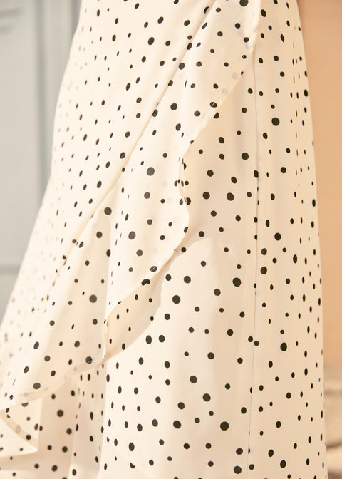 Jupe asymétrique à volants et détails raffinés-1