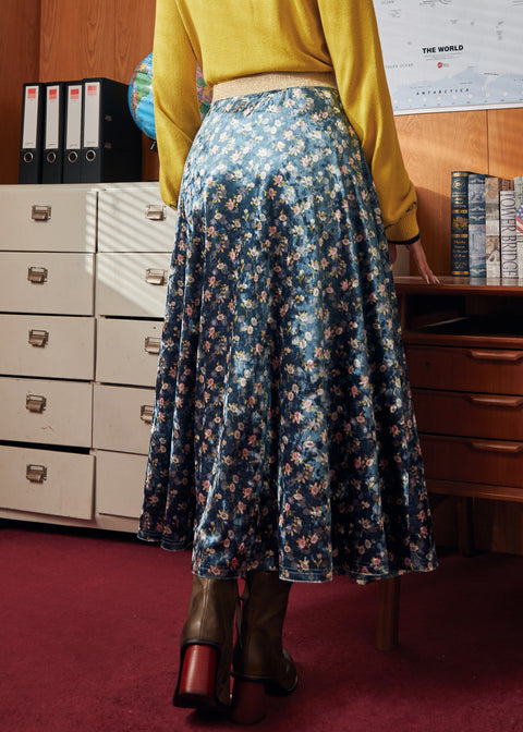 Jupe longue en velours Golden Whispers-2