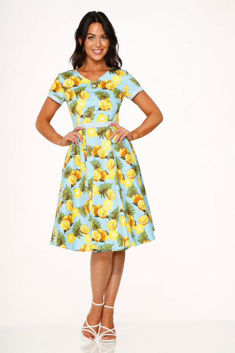 Robe trapèze Aqua Citron-2