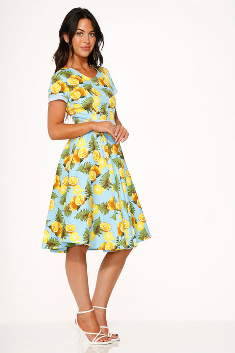 Robe trapèze Aqua Citron-3