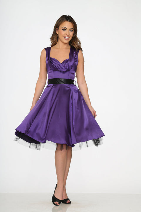 Robe trapèze violette d'occasion-4