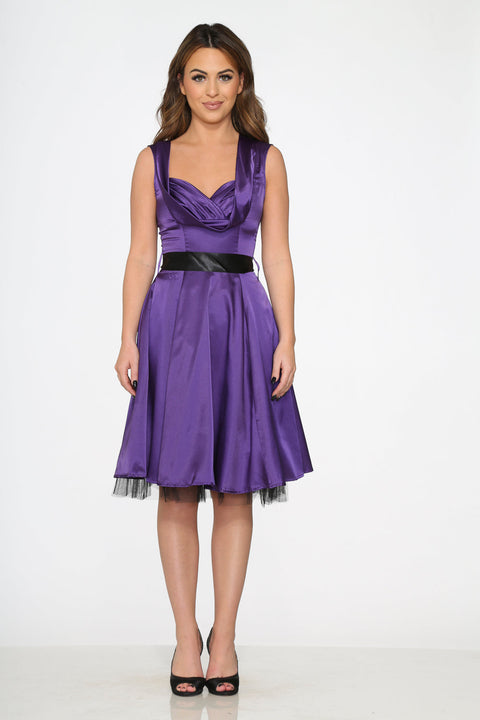 Robe trapèze violette d'occasion-1