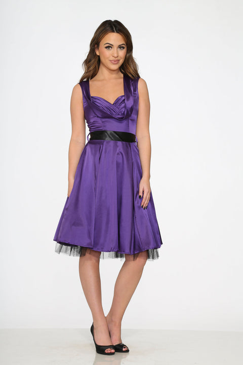 Robe trapèze violette d'occasion-2