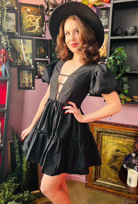 Robe de soirée à bulles style cottagecore Austen avec décolleté découpé-5