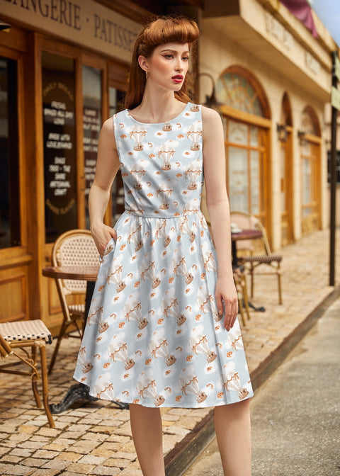 Robe midi style vintage Montgolfières-1