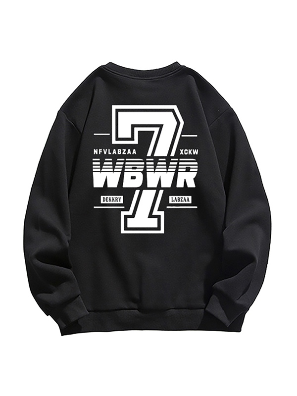 Camiseta de manga larga de forro polar con letras y números vintage para hombre-3