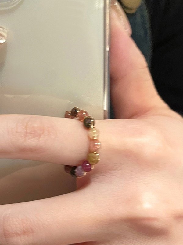 Anillo abierto vintage con turmalina simple-2