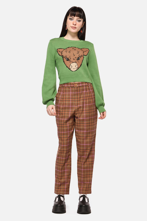 Pull en maille avec vache qui broute-3