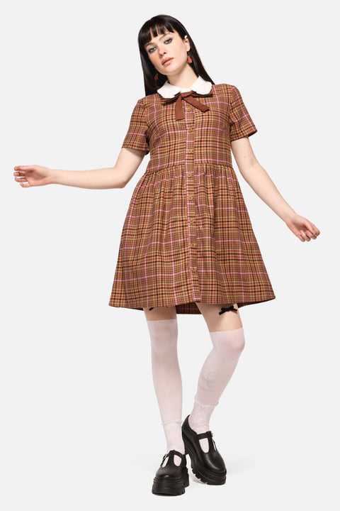 Robe rustique à col à carreaux-2