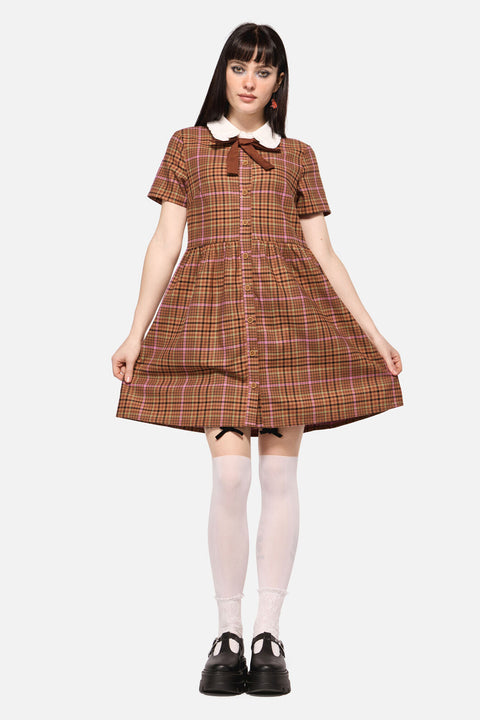 Robe rustique à col à carreaux-3