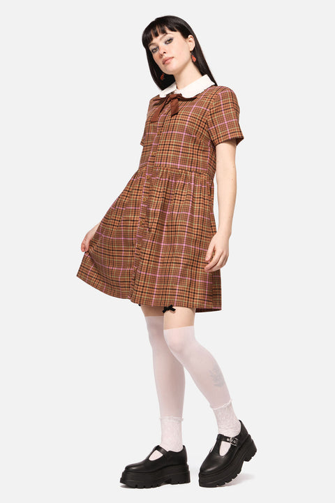 Robe rustique à col à carreaux-4