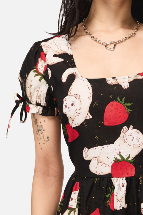 Robe à motifs Chat Fraise-1