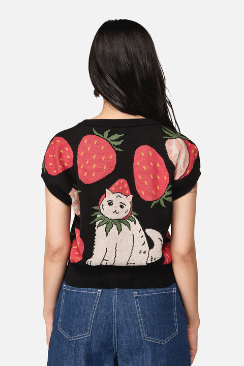 Haut en maille Chat Fraise-2