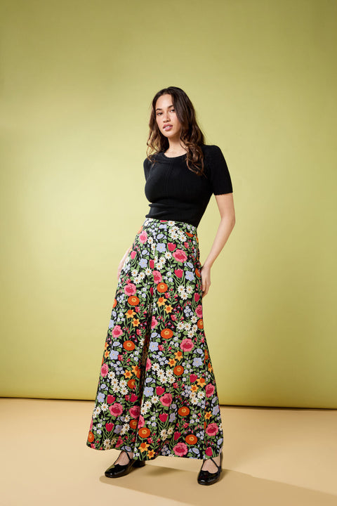 Pantalon palazzo à motif floral-4