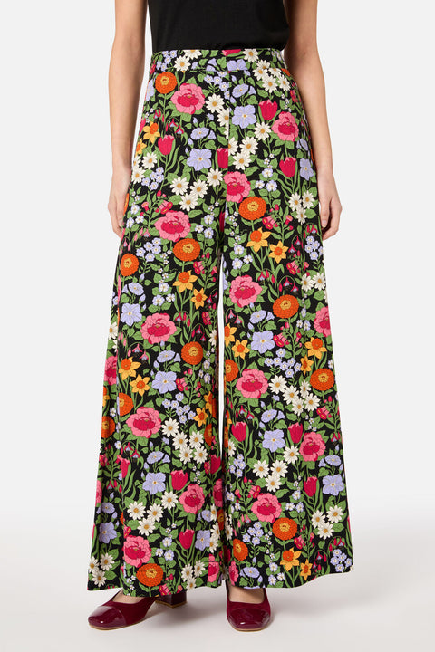 Pantalon palazzo à motif floral-1