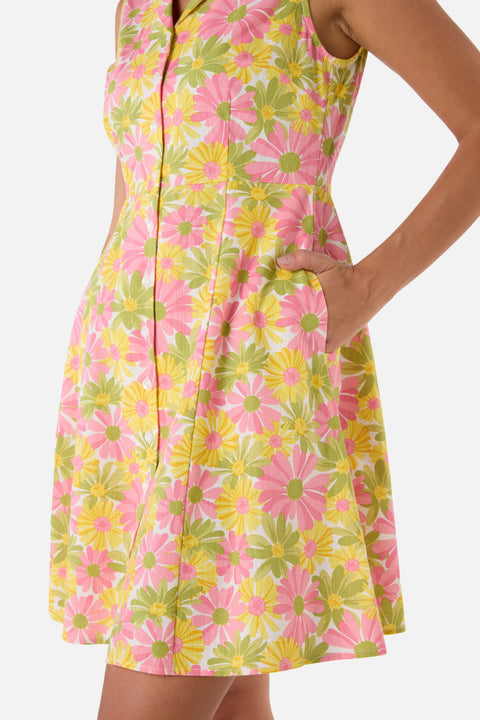 Robe-chemise mini vintage à marguerites-1