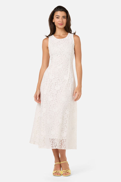 Robe midi en dentelle blanche de rêve-4