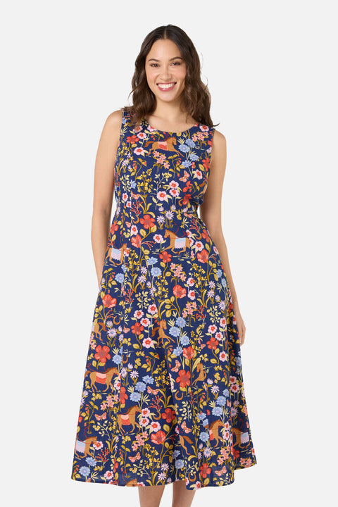 Robe midi à motifs de chevaux-5