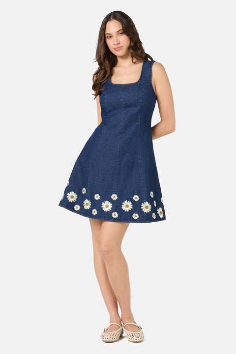 Robe mini brodée Daria Denim Daisy-3