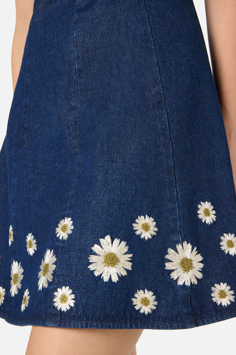 Robe mini brodée Daria Denim Daisy-1