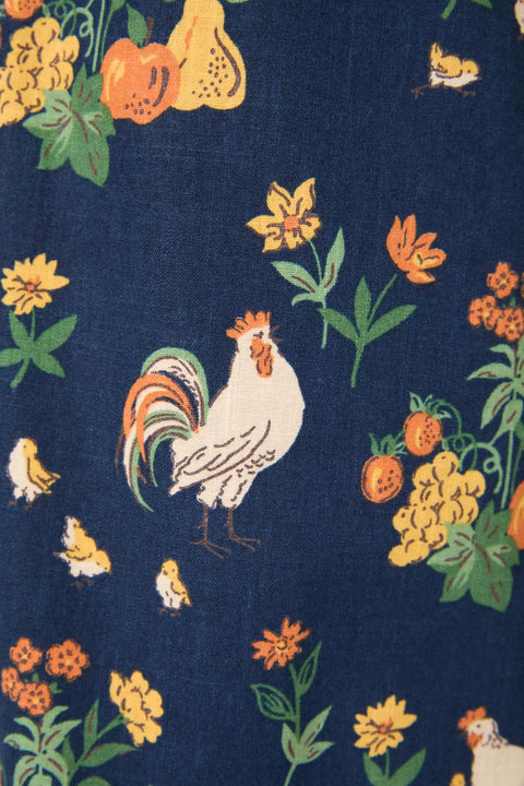 Pantalon fuselé en coton imprimé poulets-1