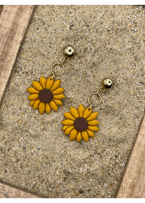 Boucles d'oreilles pendantes tournesol-2