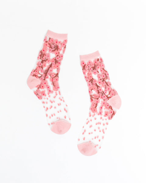 Chaussettes transparentes à fleurs de cerisier-3