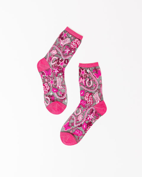 Chaussettes noires transparentes Disco Barbie-1