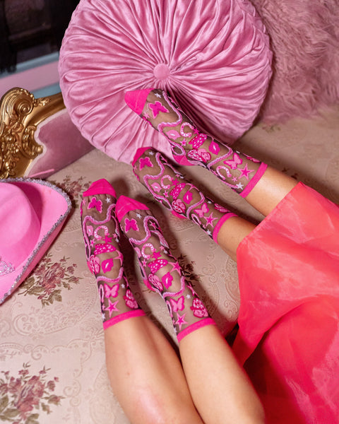 Chaussettes noires transparentes Disco Barbie-6