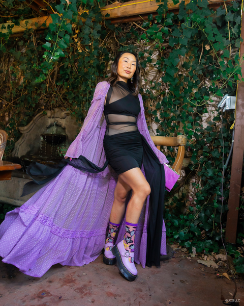 Chaussettes Dracula effrayantes et mignonnes à paillettes transparentes mi-mollet-6