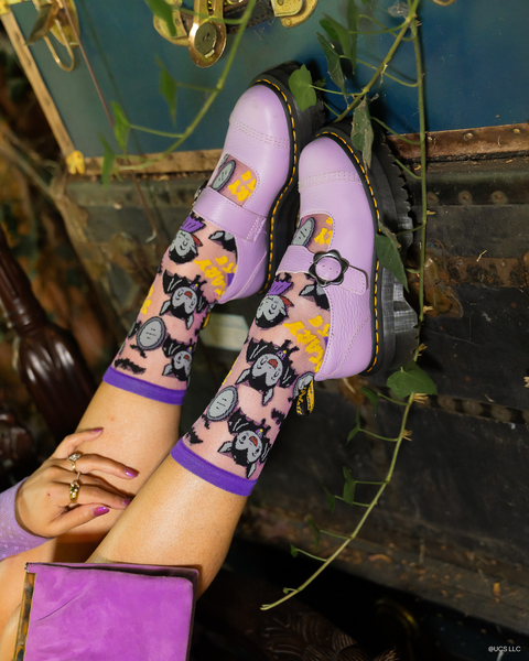 Chaussettes Dracula effrayantes et mignonnes à paillettes transparentes mi-mollet-4