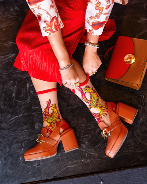 Chaussettes transparentes à motif guépard flamboyant-2