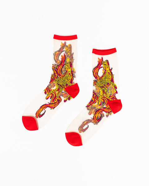 Chaussettes transparentes à motif guépard flamboyant-1