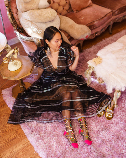 Chaussettes noires transparentes Pearls&Jewels-4