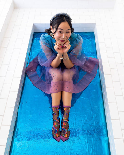 Chaussettes noires transparentes Pop Art Planets-3