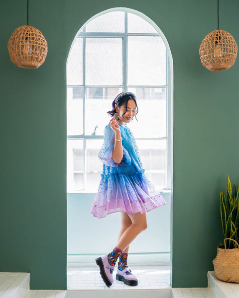 Chaussettes noires transparentes Pop Art Planets-8