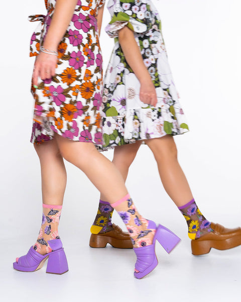 Lot de chaussettes transparentes à imprimé tournesol-5