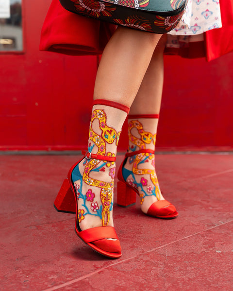 Chaussettes transparentes mi-mollet Année du Serpent-2