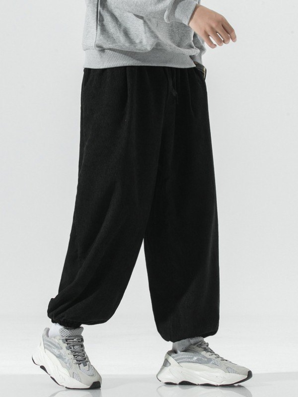 Pantalones jogger casuales sueltos de pana para hombre-1